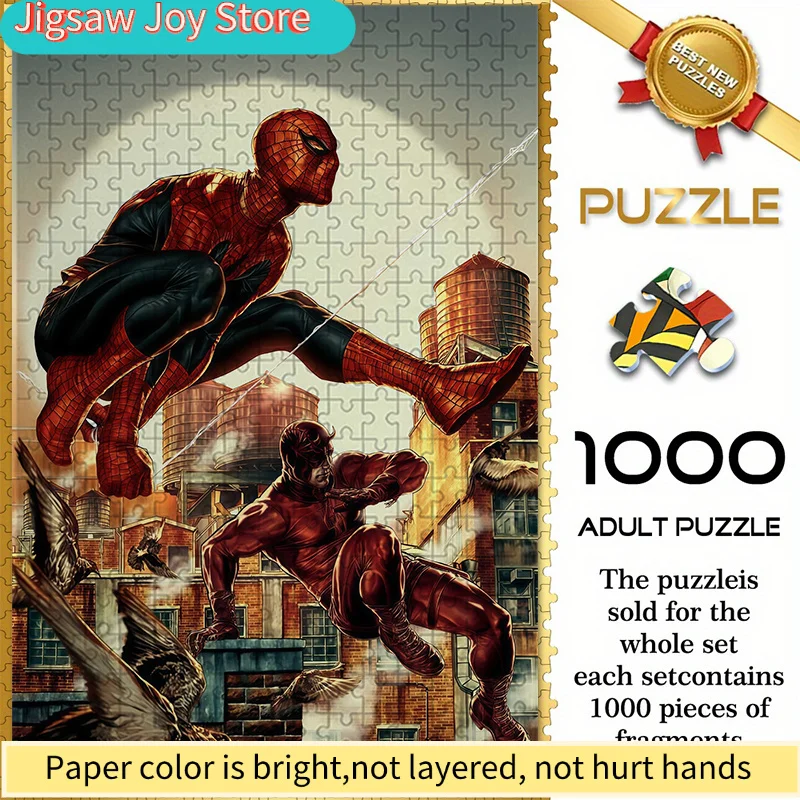 

Then Handle W1.6-9: of Marvel Spider-Man Themed Seamless Puzzles W1.6-9, Featuring Spider-Man And Daredevil Against a City Bac