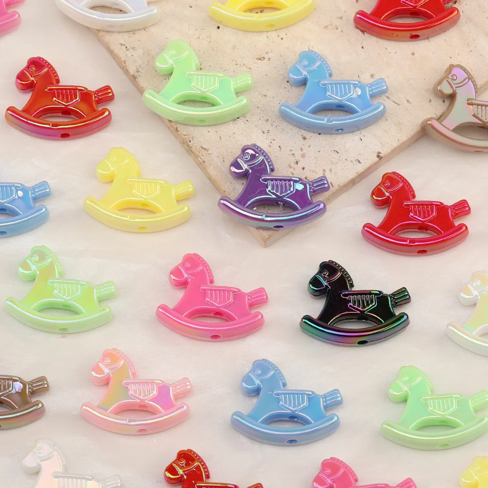 

Cordial Design 100Pcs 23*31MM DIY Beads/Aurora Effect/Hobbyhorse Shape/Jewelry Findings & Components/Hand Made/Acrylic Bead