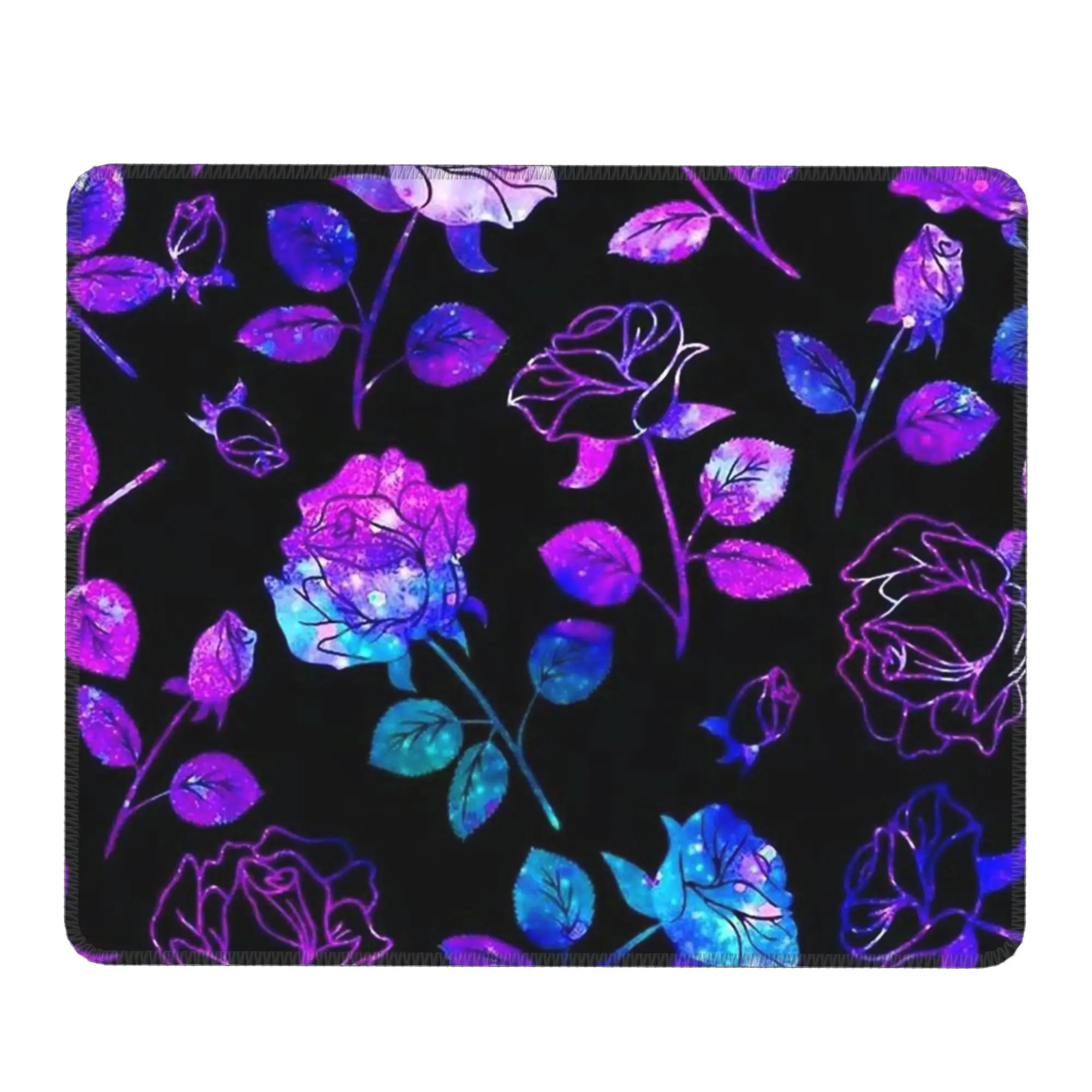 Fluorescent Rose Floral Plants Mouse Pad Computer Keyboard Mouse Mat Gamer PC Laptop Desk Mat Office Accessories Table Mats