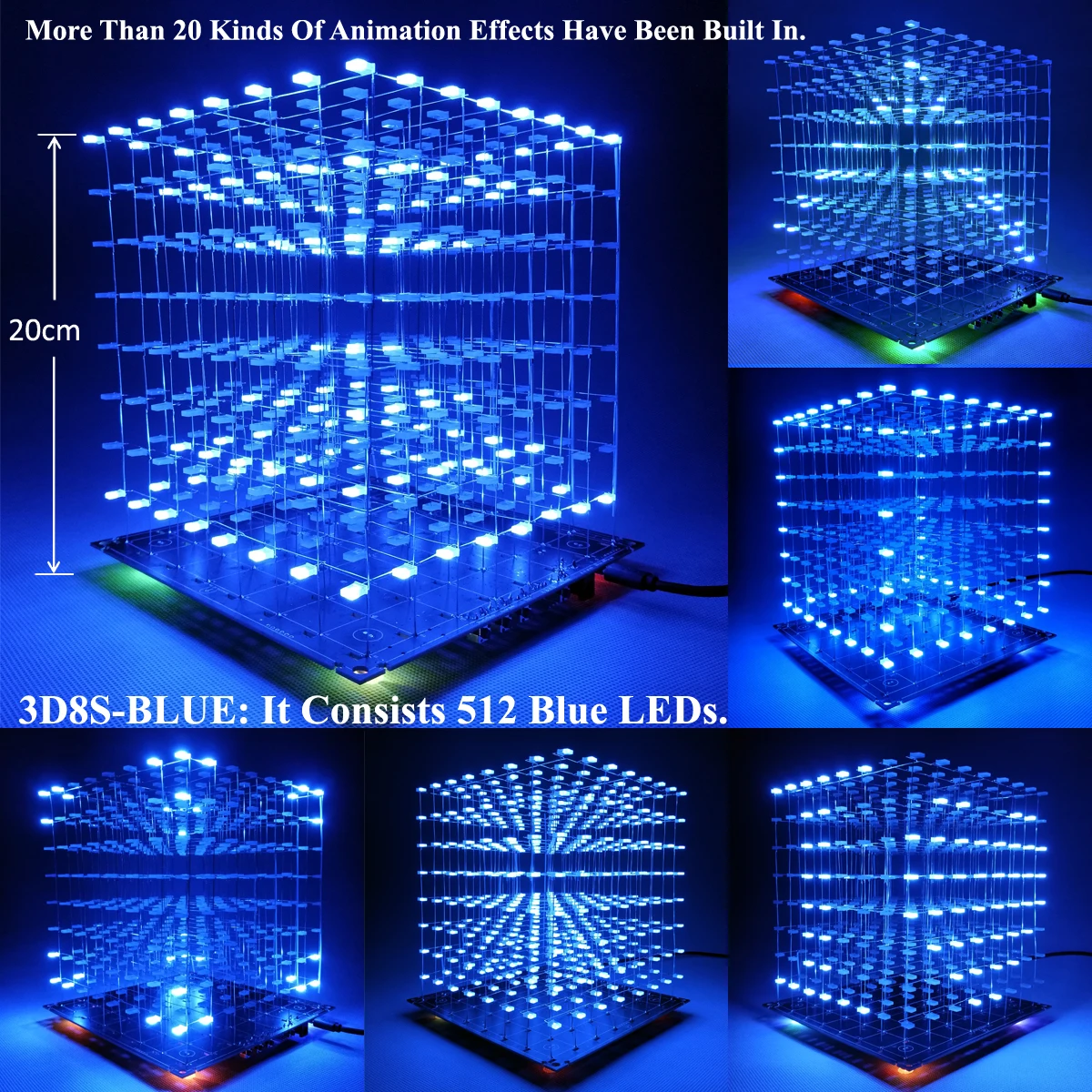 iCubeSmart 3D Led Cube 8x8x8 DIY Kit Teenagers Learning Soldering Project Kit Diy Electronic Kits With 3D Editing Software