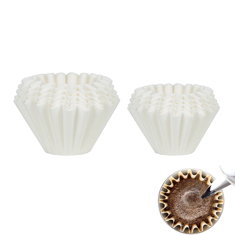 Home Use Wood Pulp Disposable Biodegradable White Color Bowl Shape Coffee Filter Paper