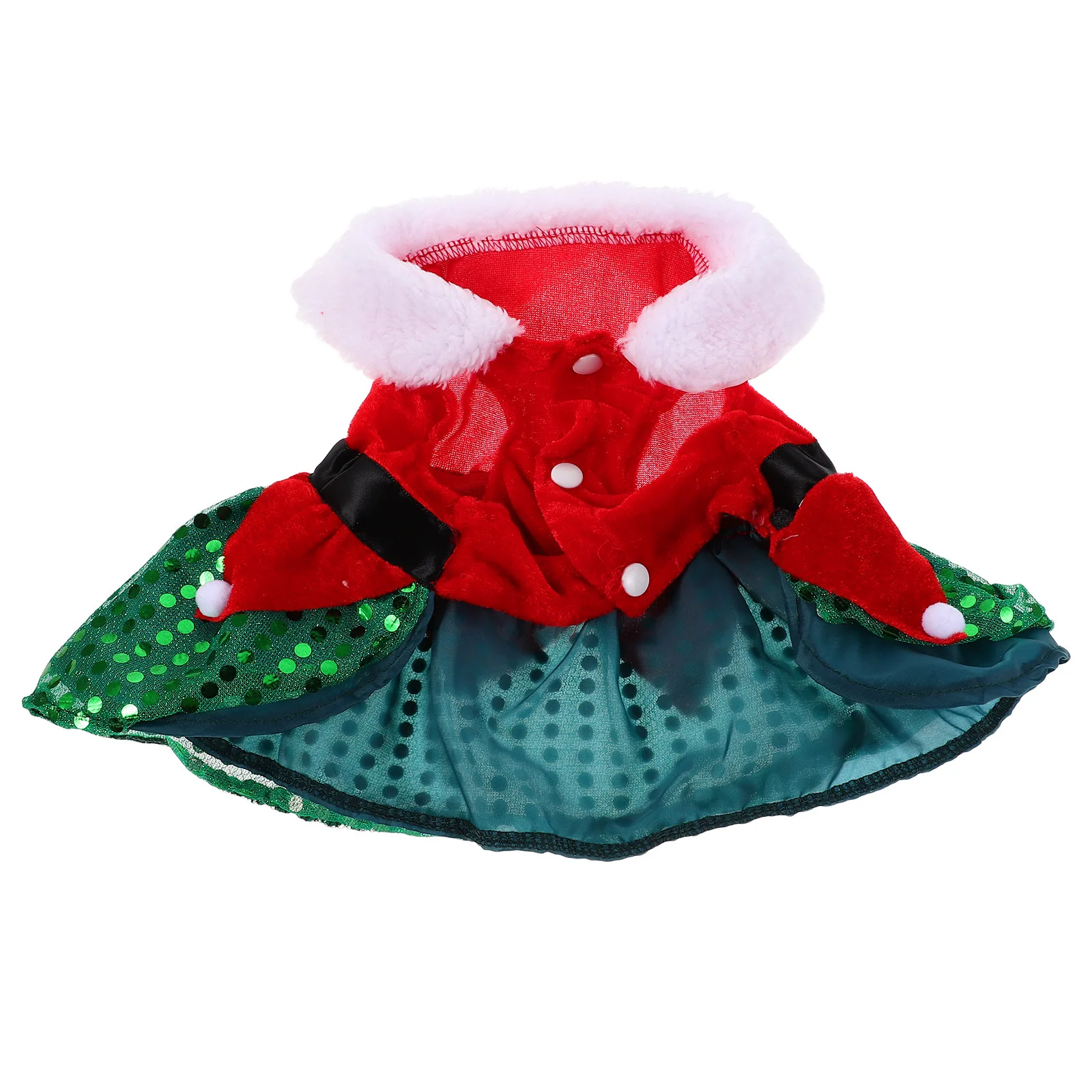 

Christmas Dog Dress Red Sparkle Sequin Pet Costume Festive Holiday Style for Puppy Kitten Photo Events