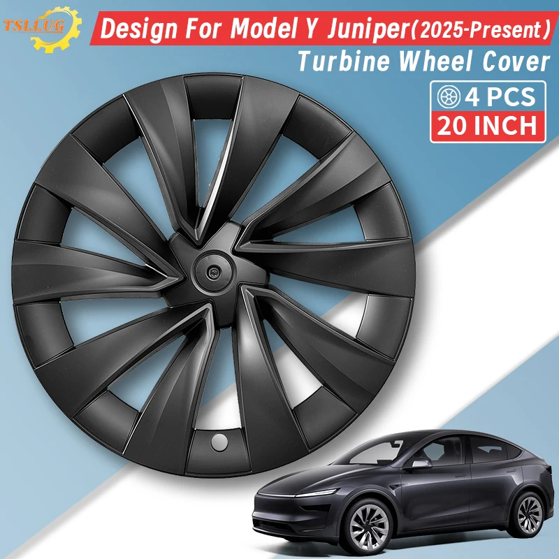

Комплект из 4 черных колпаков на колеса в стиле турбины для Tesla Model Y 2025-2026 (20 дюймов)