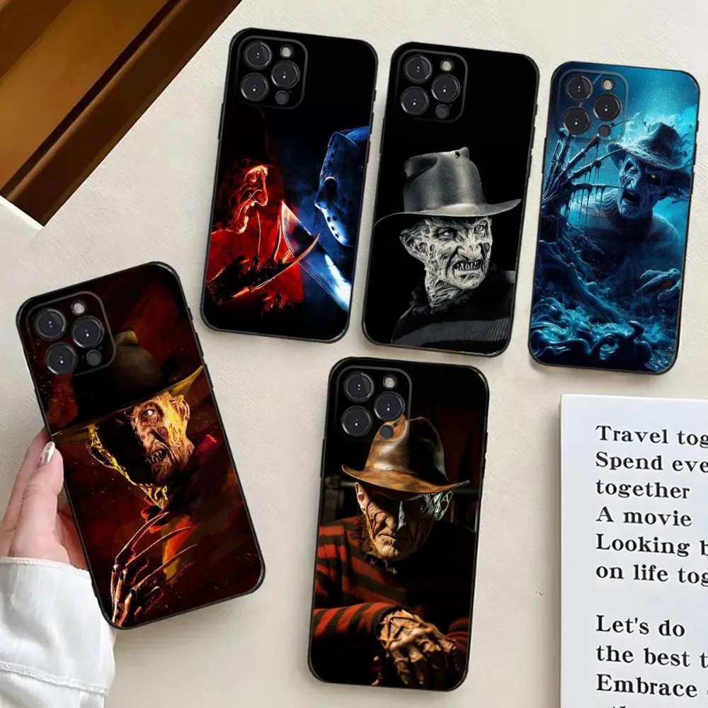 F-Freddy Horror K-Krueger  Phone Case For iPhone 16,15,14,13,12,11,Pro,X,XS,Max,XR,Plus,Mini Black Silicone Soft case