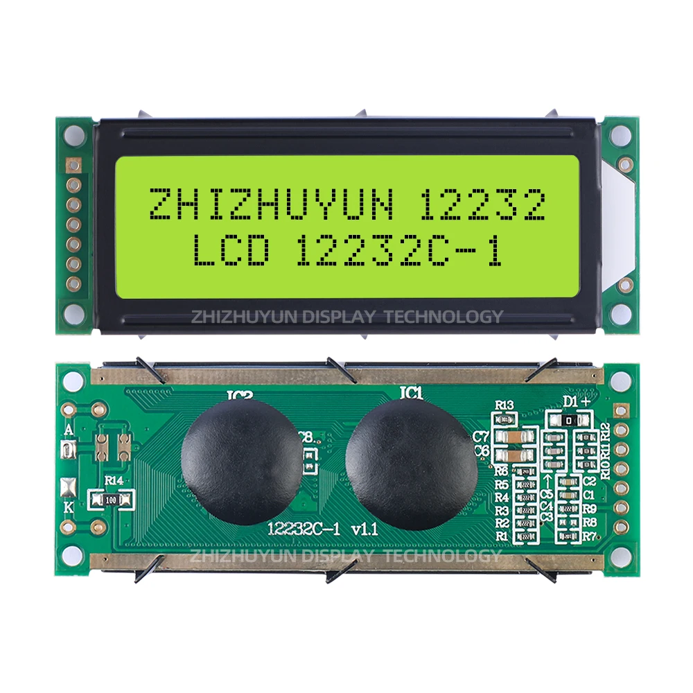 Sprzedaż hurtowa 12232C-1 ekran LCD żółta zielona membrana SPI 7PIN interfejs szeregowy kontroler ST7920