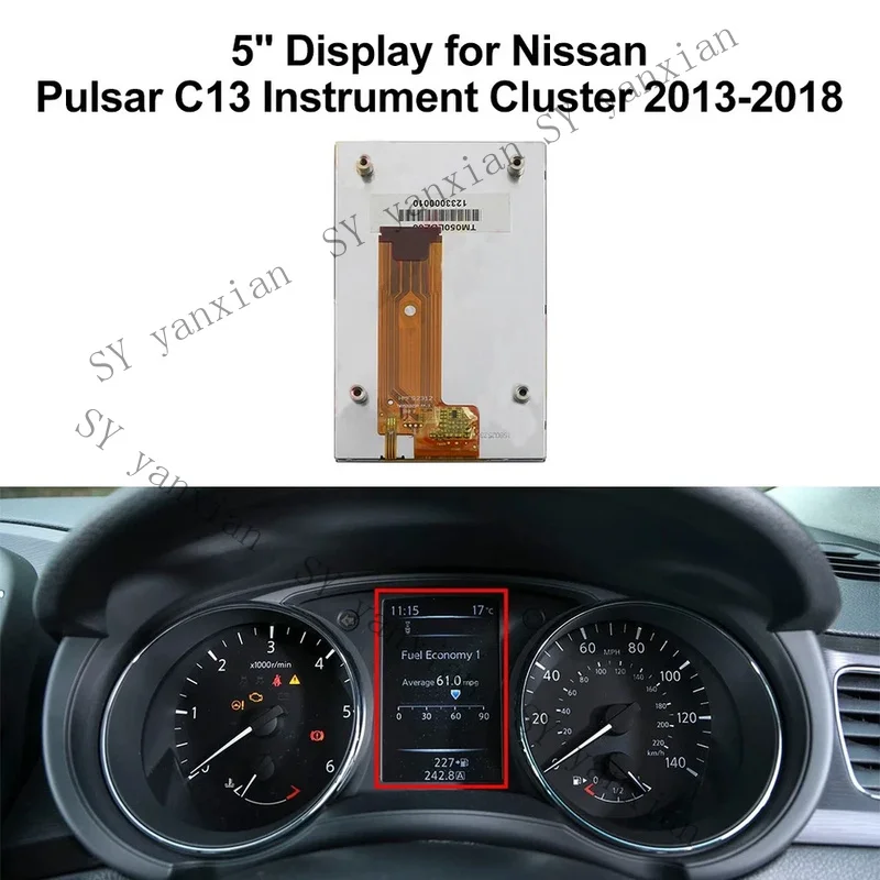 SY+ 5; LCD Display For NISSAN PULSAR QASHQAI X-TRAIL T32 SPEEDOMETER DASHBOARD