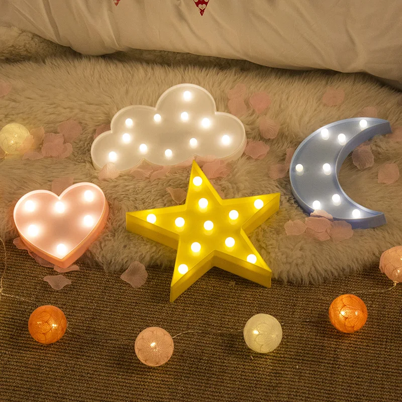 3D LED Night Light Star Moon Kids Bedroom Indoor Lighting Decor Lamp for Home Living Room Bedroom Night Lighting Creative Gift