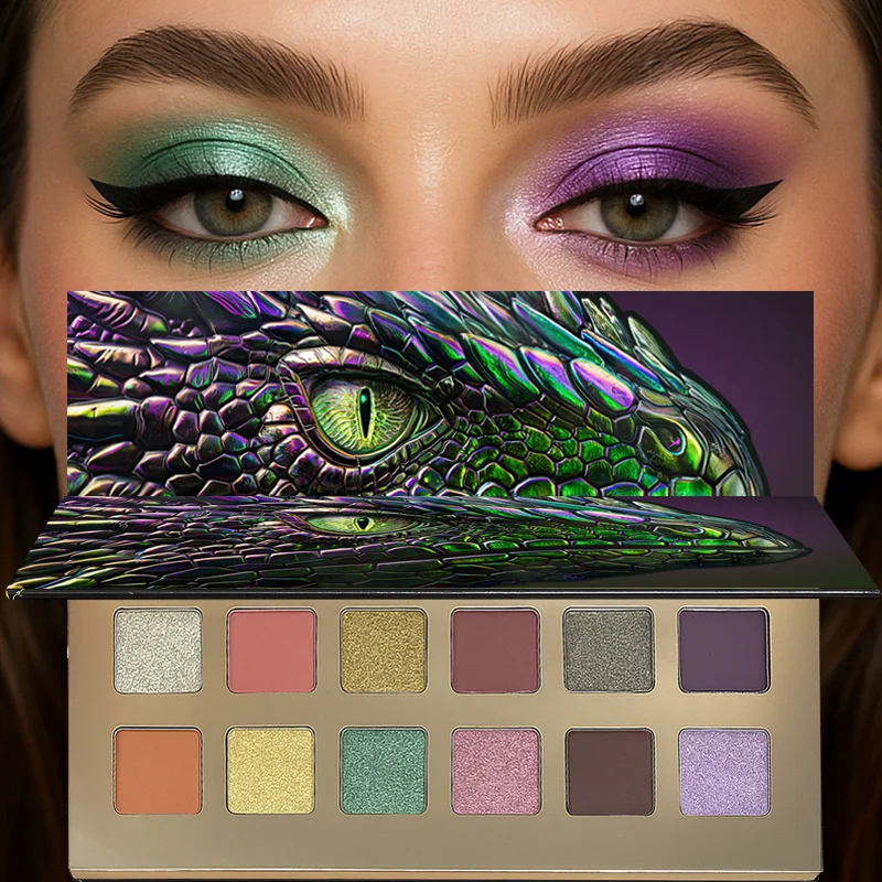 Palette de fards à paupières caméléon 12 couleurs, paysage de couleurs élevé, mat et scintillant, imperméable et résistant à la sueur, parfaite pour les scène et les parties
