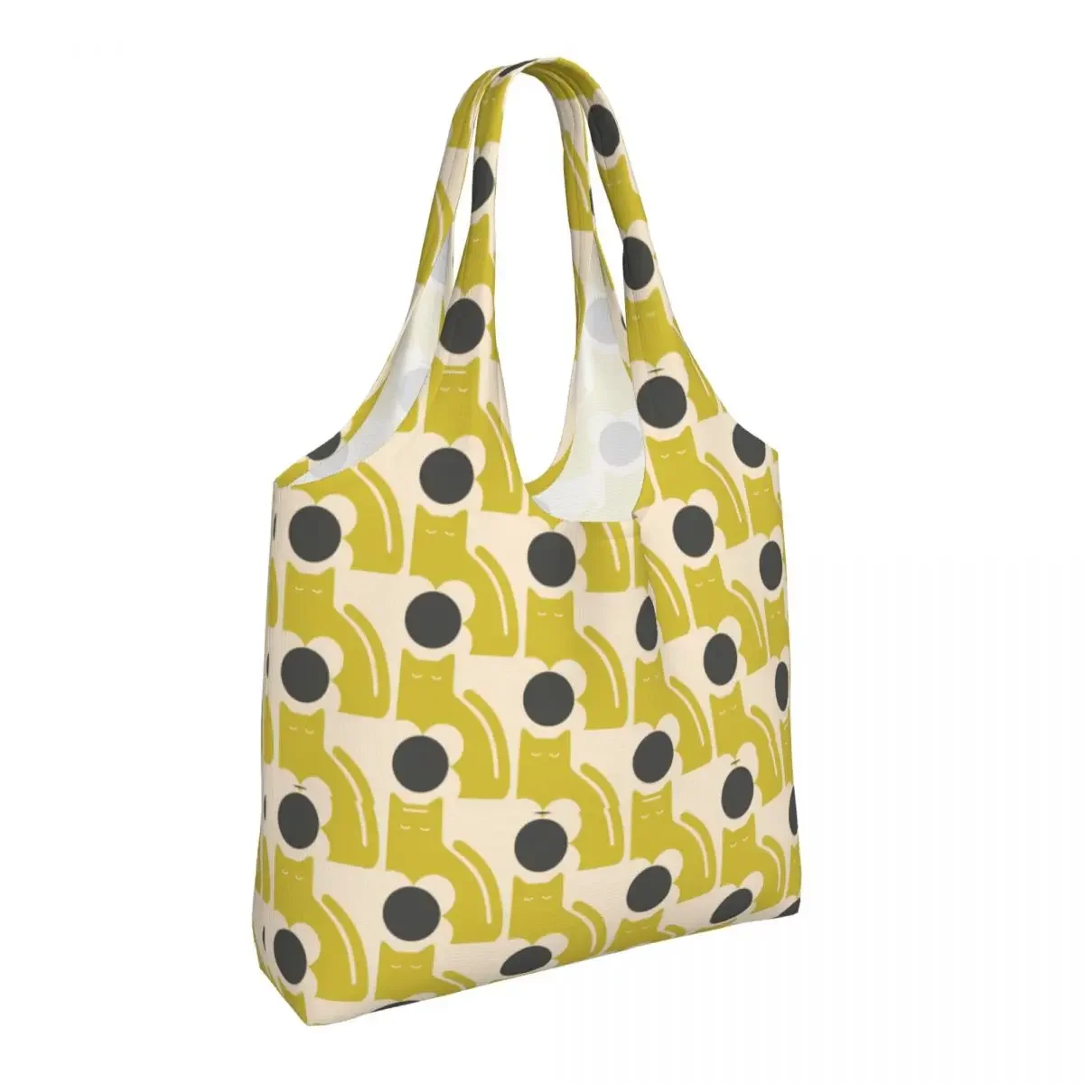 Custom Poppy Cat Orla Kiely Grocery Shopping Tote Bags Women Canvas Shoulder Shopper Bag Big Capacity Bag Photography Handbags