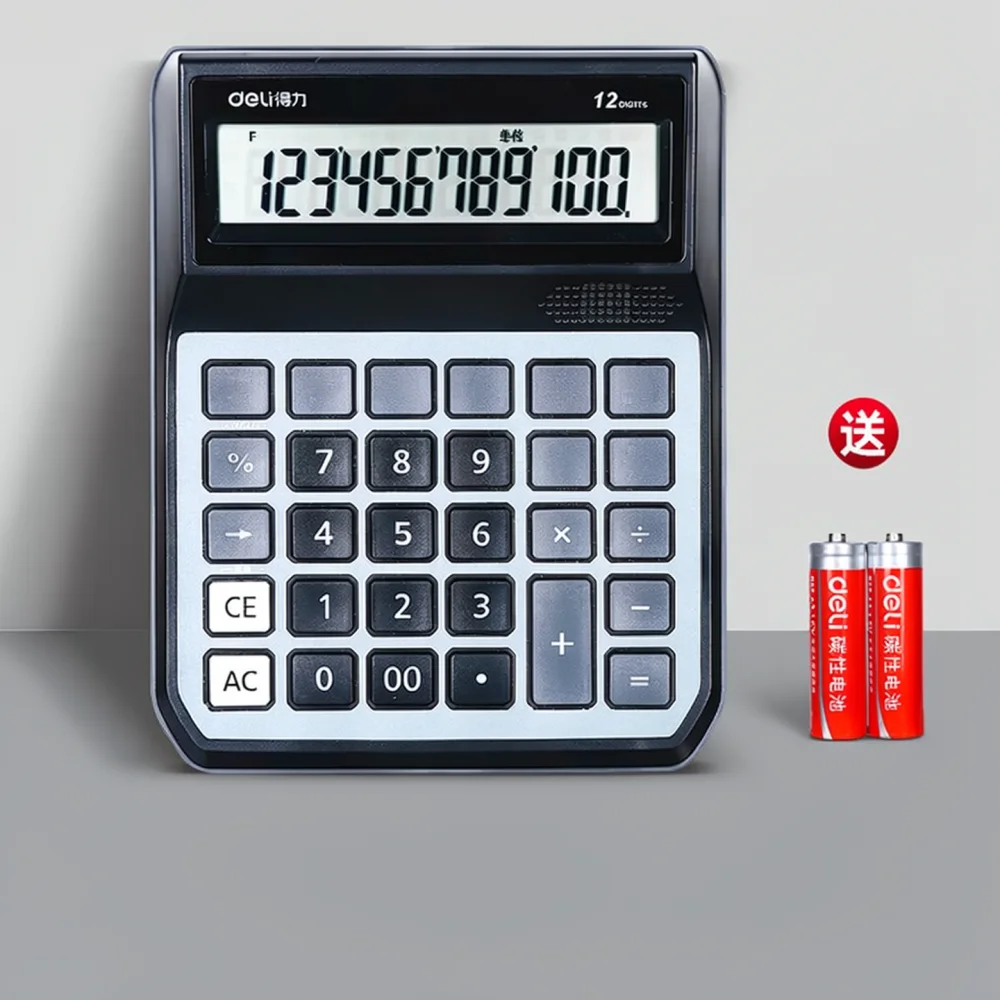 For Deli Financial Office Calculator Voice Function Large Screen Professional Counting Device Ergonomic Keys Desktop Tool