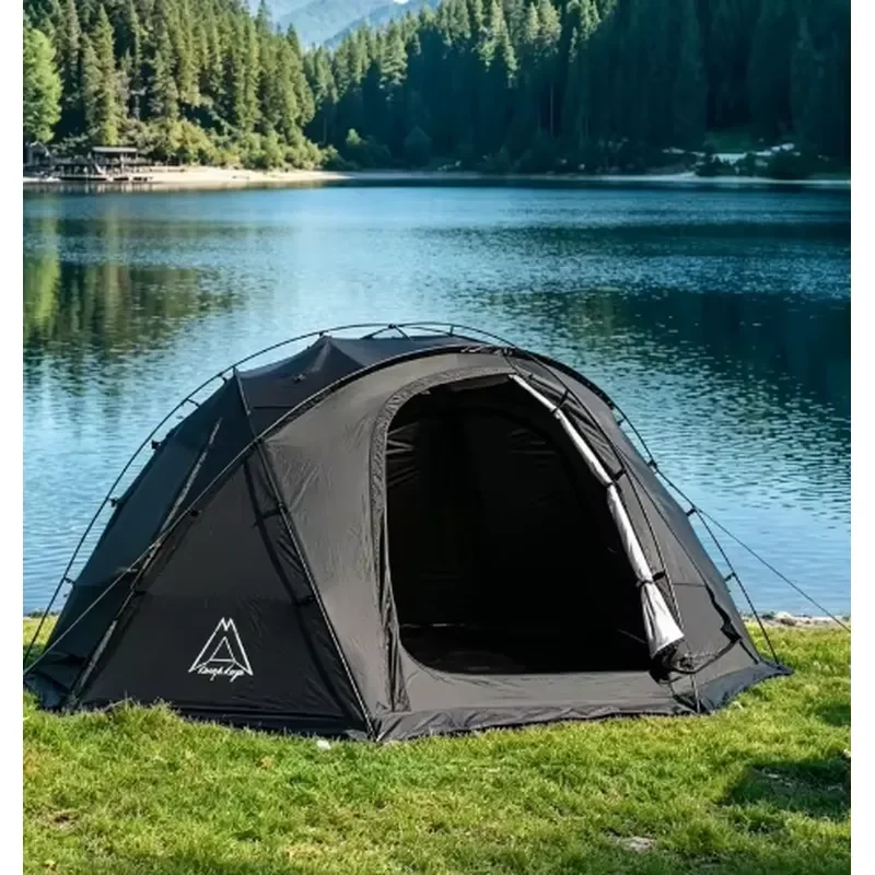 All-Weather Four-season Instant Pop-Up One Bedroom Double-layer Spherical Camping Tent UPF50+ Waterproof Windproof Silver