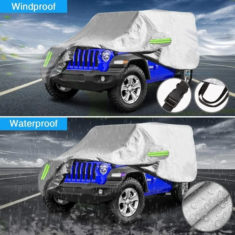 Car Covers 190T Waterproof  for Jeep Wrangler 2/4 Doors 1987-2019 JK JL YJ TJ Windproof Dustproof Full Surround Protector Cover