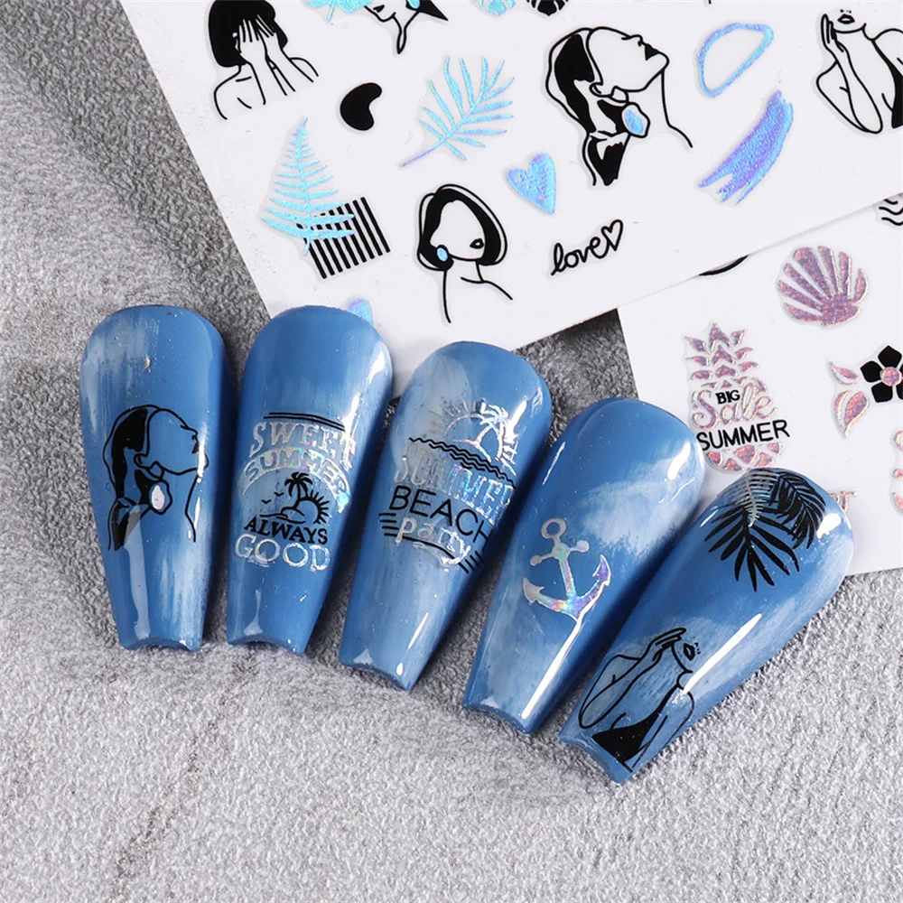 2/3/4PCS Nail Stickers Create Beautiful Nail Designs 3d Nail Sticker Self-adhesive Nail Decoration Nail Products And Tools