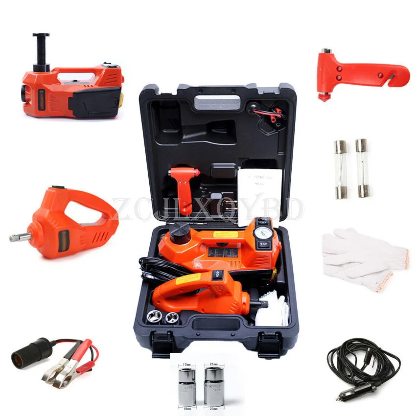 

Car Floor Jack 12V 5T Electric Hydraulic Car Jack with Inflator Pump LED Light for Truck Tire Repair Tool