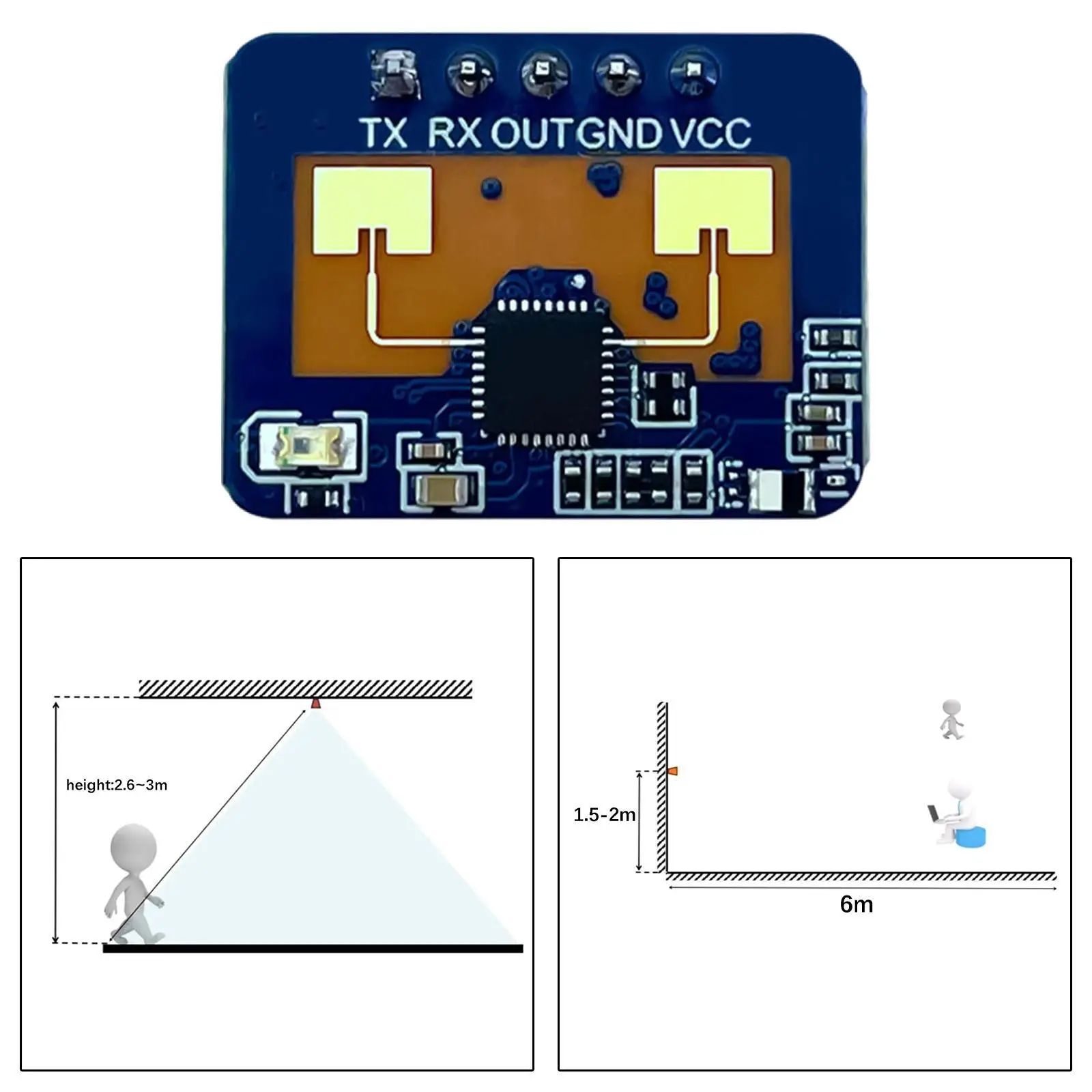 Intelligent Motion Detection Module Adjustable Range FMCW Technology Sensor for Home Security System Automation