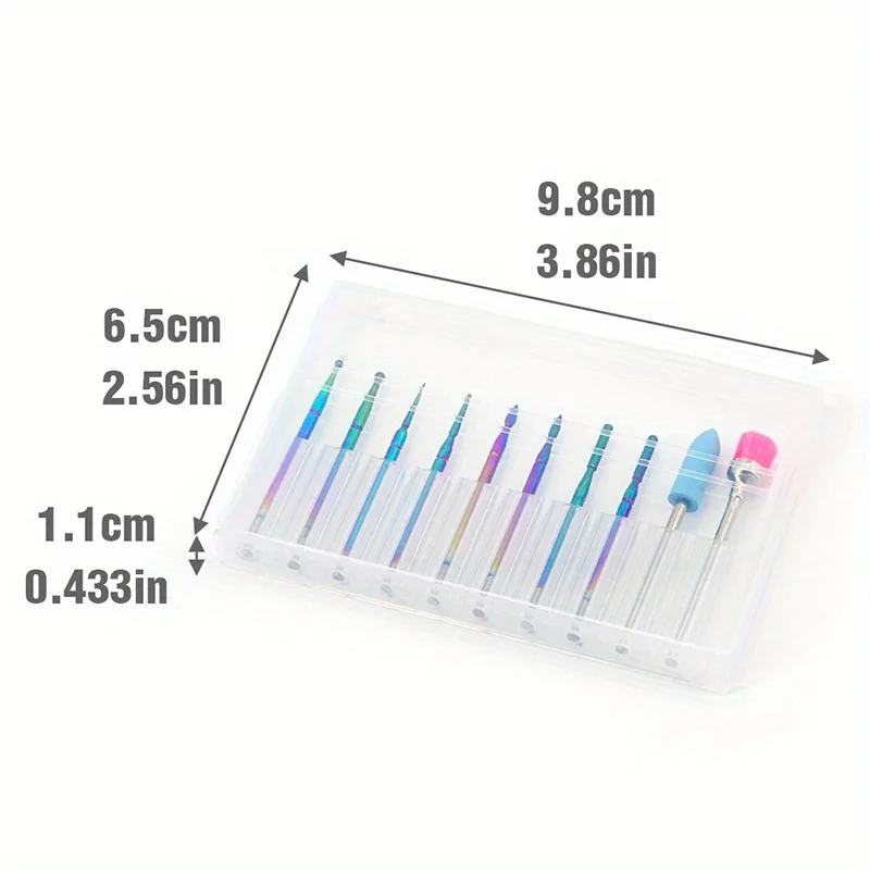 10PCS/BOX Diamond Nail Drill Bits Set for Electric Nail Drill,Professional Acrylic Nail Tools for Manicure,Polish Nails Art Tool