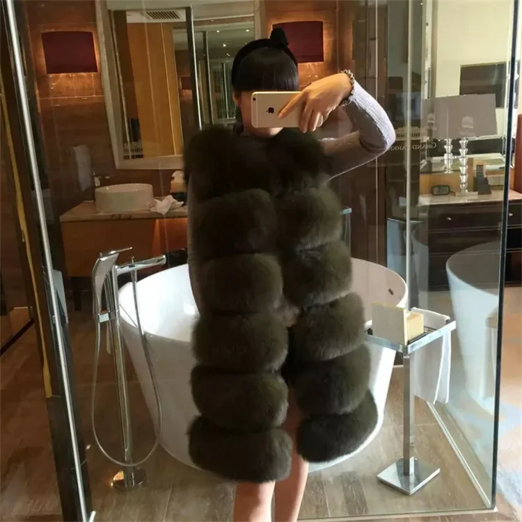 Winter Warm Loose Fox Fur Coats Fashion Women Long Vest Faux Fur Coat Thicker Fox Fur Vest Fashion Sleeveless Jacket Cardigan