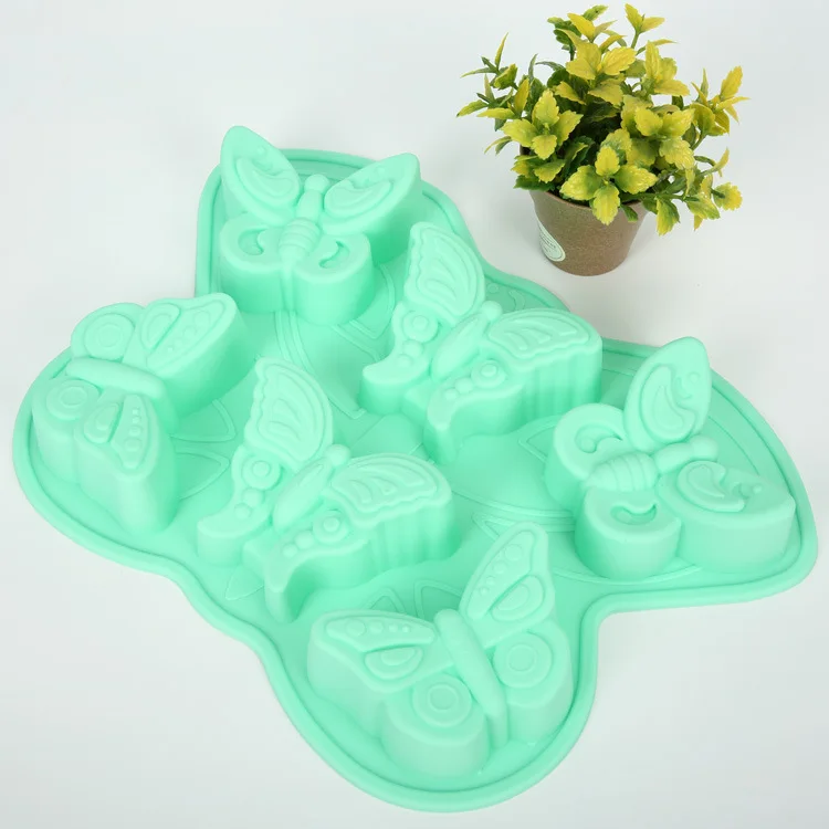 6 Hole 3D Insect Butterfly Silicone Cake Baking Mold Cupcake Pan Chocolate Dessert Soap Molds Muffin Cups Soap DIY Making Form