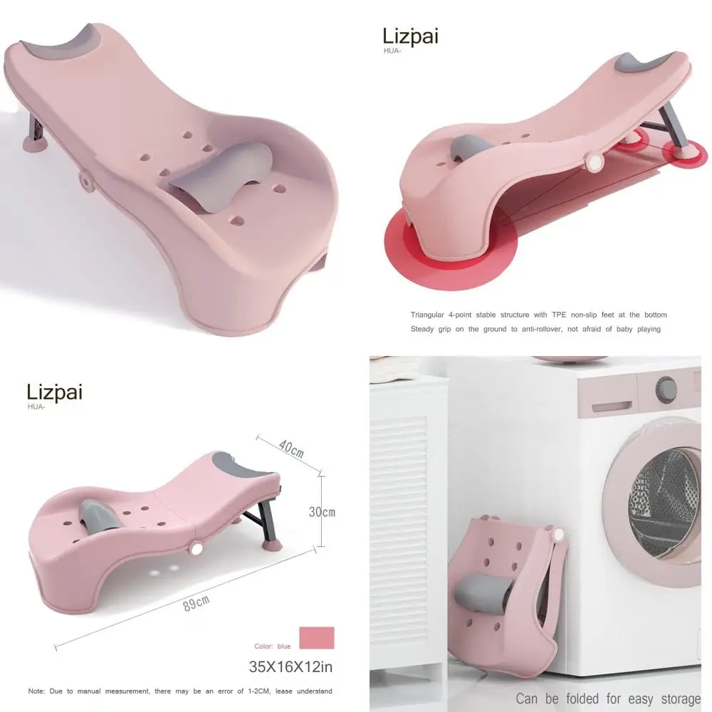 

Pink Ergonomic Bath Seat for Kids, Adjustable Shampoo Chair for Ages 3-10, Moisture-Resistant, Durable Design