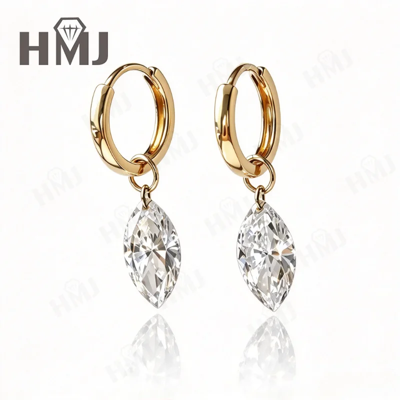 Ohrringe mit im Labor gezüchteten Diamanten, 2 Karat, Marquise-Schliff, DEF, VS, 10 Karat Gold, schlicht, für Geburtstag, Jahrestag, Party, Premium-Schmuck, Geschenke, Charms – Detail 2