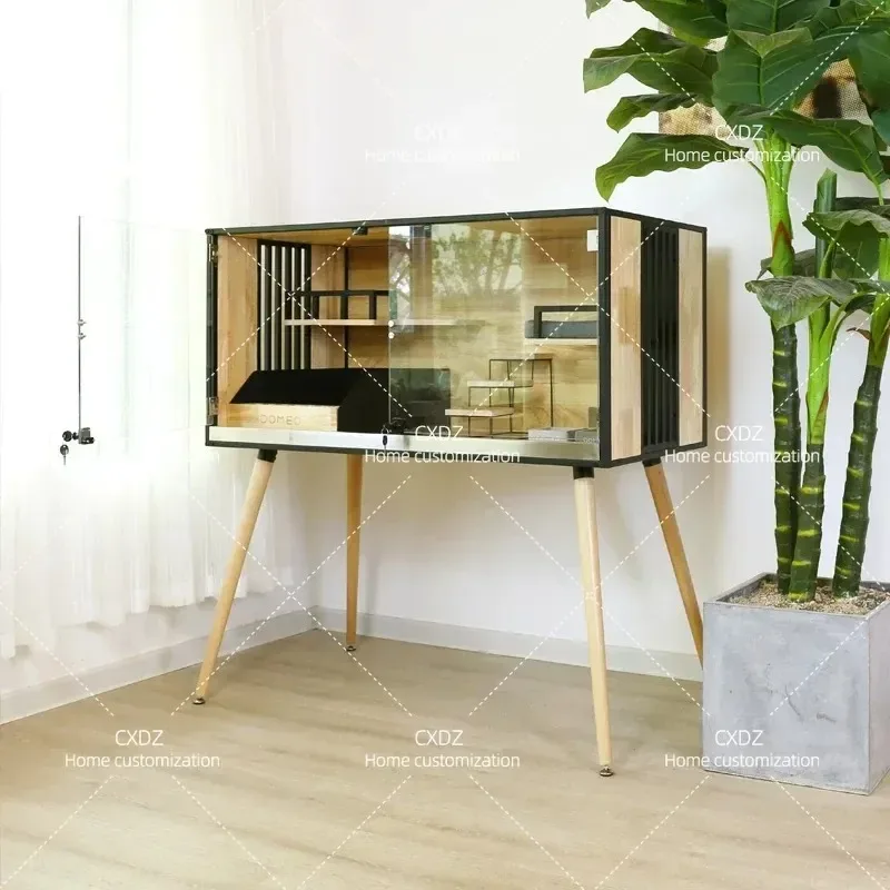 High Landscape Solid Wood Cat Villa Multi-layer Combination Cat Cage High-end Home Display Cabinet Cat House Coffee Table