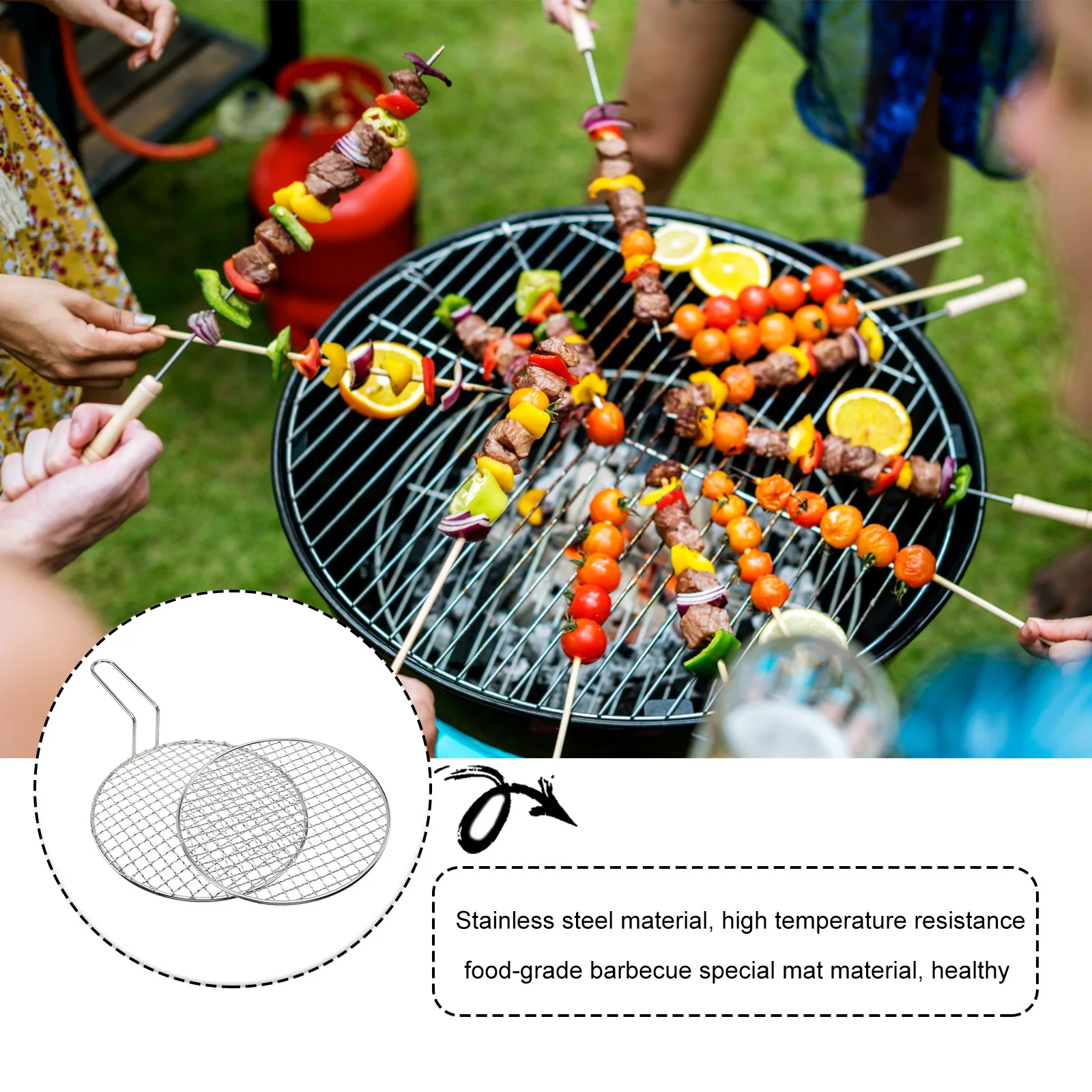 

2Pcs Thickened Bbq Grill Net Fine Polished Stainless Steel Barbecue Tool Economical Affordable Commercial Grill Net