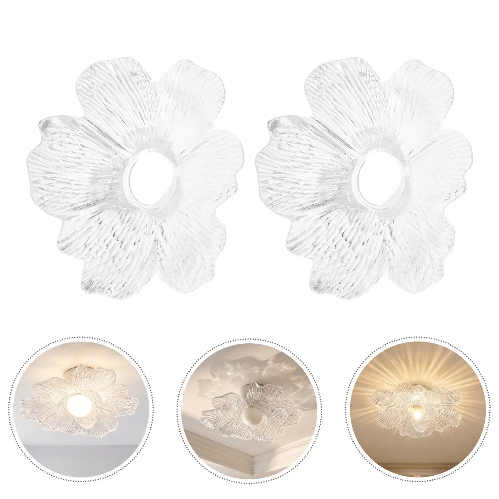 2Pcs Acrylic Flower Lamp Shade Vintage Petal Light Cover Small Lampshade Replacement for Table Lamp Chandelier French Luxury