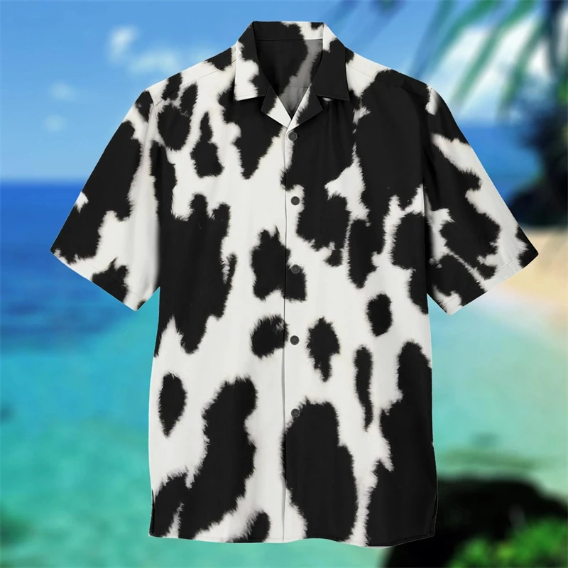 Heren Designer Kleding 3d Print Koe Shirt Oversized Zomer 2024 Vakantie Hawaii Strand Hawaiiaanse Mode Grappige Camisa Masculino Tops