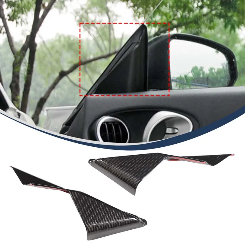 

For Nissan 370Z 2009-2020 Car Front Inner Triangular Pillar Decoration Sticker Genuine Carbon Fiber Car A-pillar Accessories