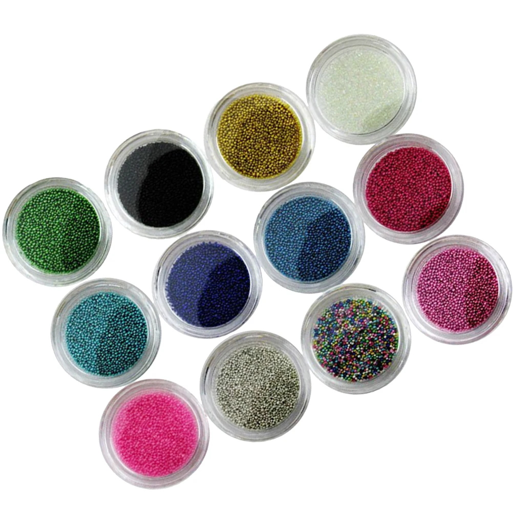 12色キャビアネイルビーズボールセット プレミアム品質 DIYネイルアート用 簡単装着 カラフルミニビーズ ネイル用 アクリルUVジェル対応