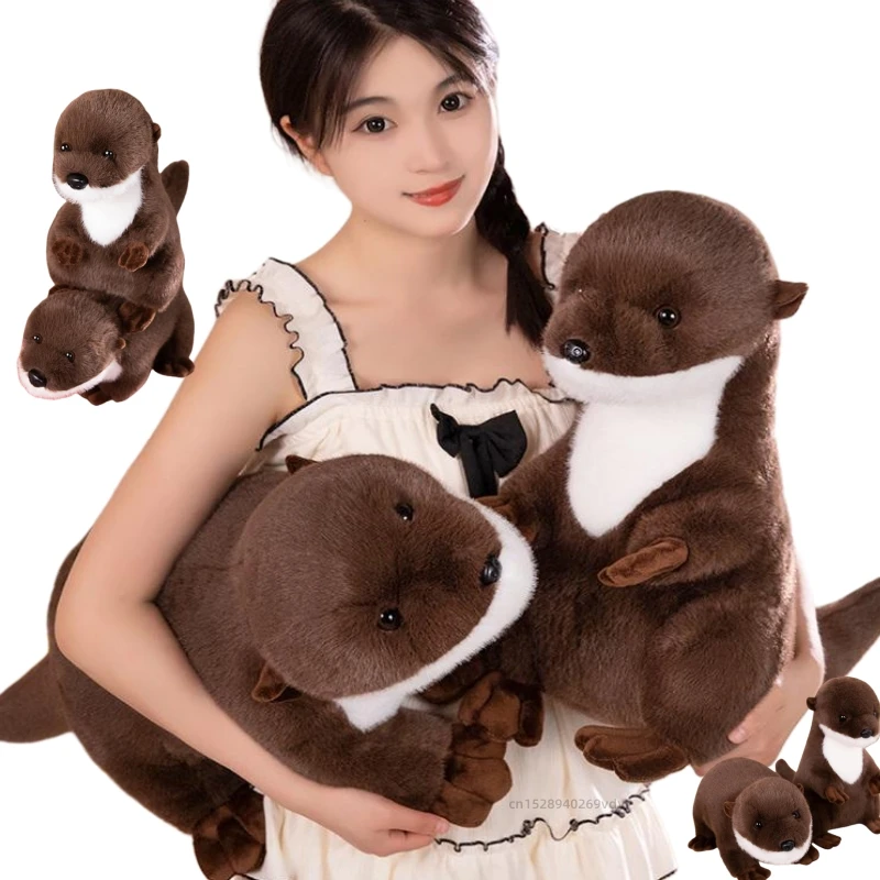 High Quality Simulation Otter Sitting Prone Position Animals Soft Dolls Kawaii Toys  Birthday Xmas Hallowmas Gifts Home Pillow