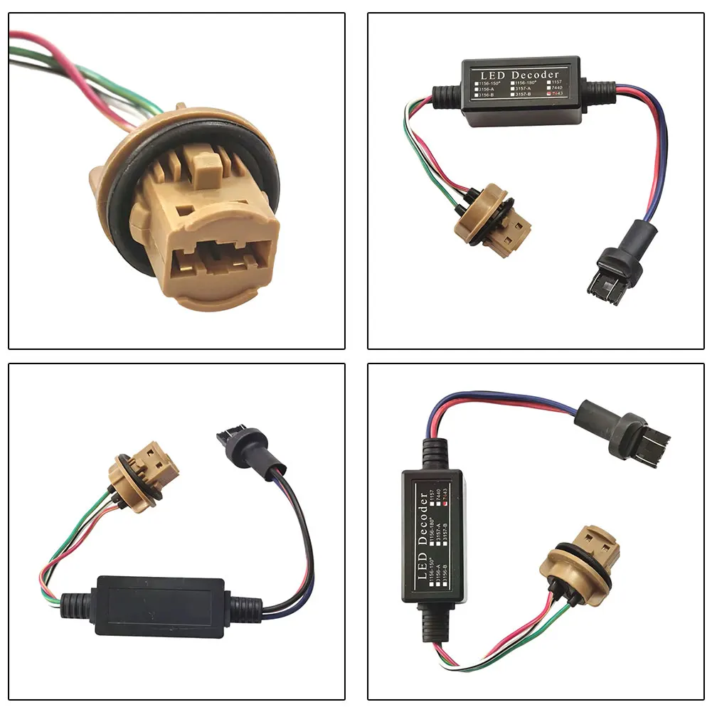 Anti-Flicker Adapter T20 7443 LED Decoder Car Lighting Upgrade Plug-and-play Install No Wire Cutting ABS Plastic Construction