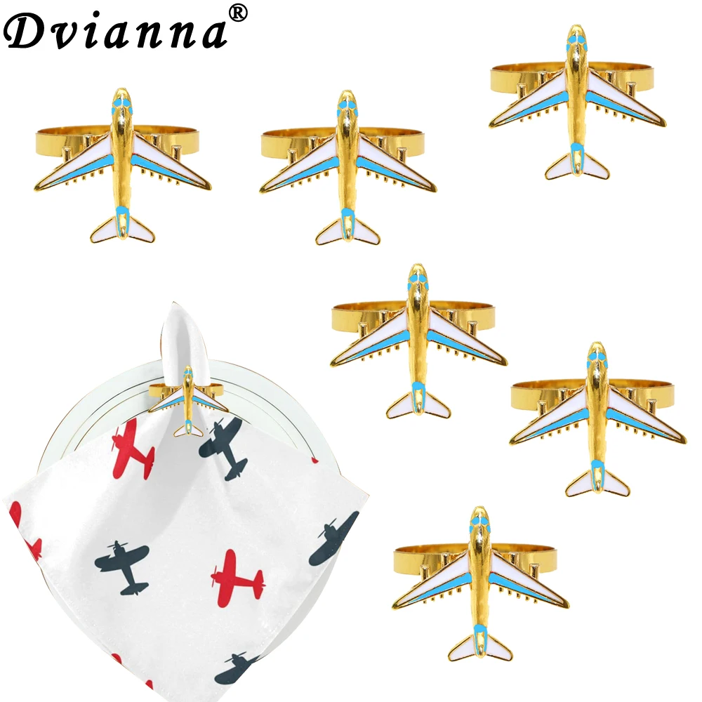 20Pcs Airplane Party Decorations Airplane Napkin Rings Blue White Helicopter Napkin Holder for Kids Birthday Table Decorations