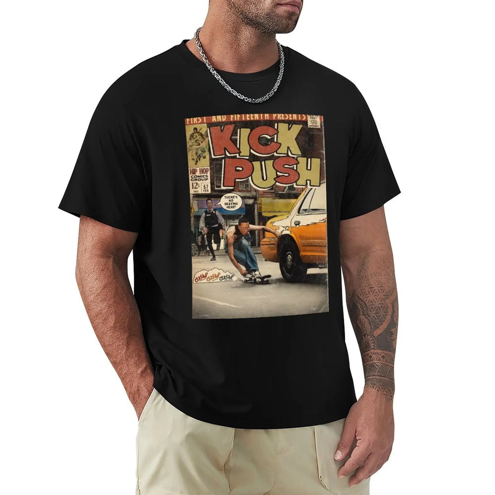 

Lupe Fiasco - Kick Push Comic Book Parody T-Shirt custom t shirt topping Aesthetic clothing mens cotton t shirts