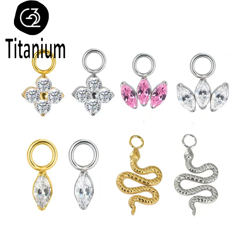 ASTM F136 Titanium Hanging pendant accessory 5A CZ Drape Suitable for earrings Nose Rings Cartilage Helix Studs Lobe Lip Jewelry