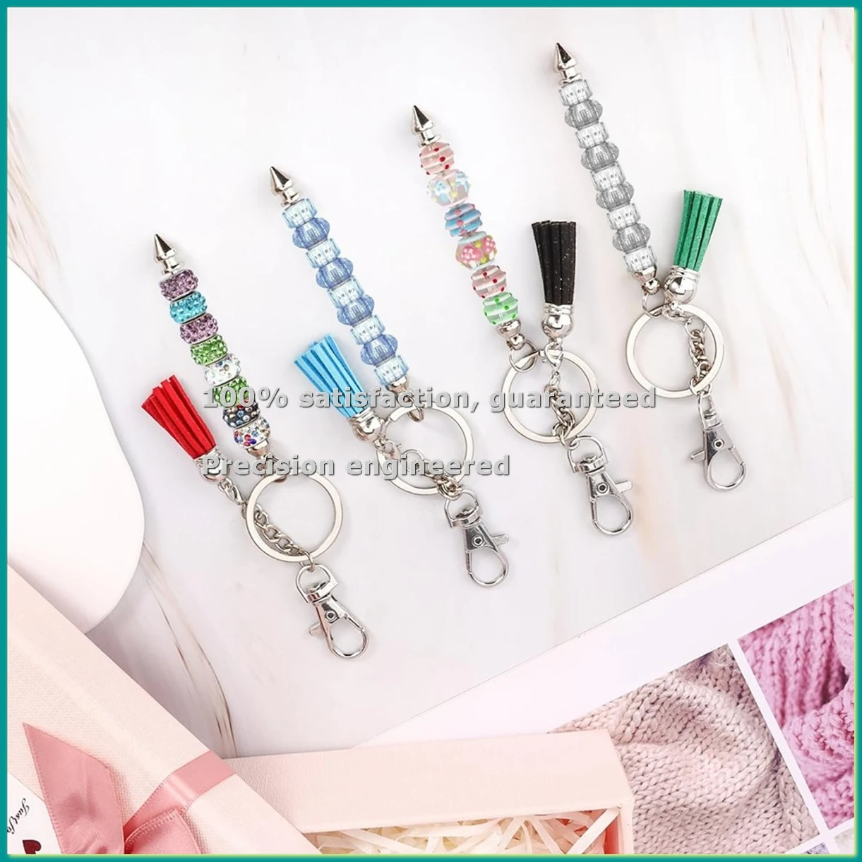 36Pcs Beadable Keychains Bars,Silver Beadable Keychain Bars Bulk Blank,Keychain Making Kit for DIY Crafts Women Men Gift-A14I