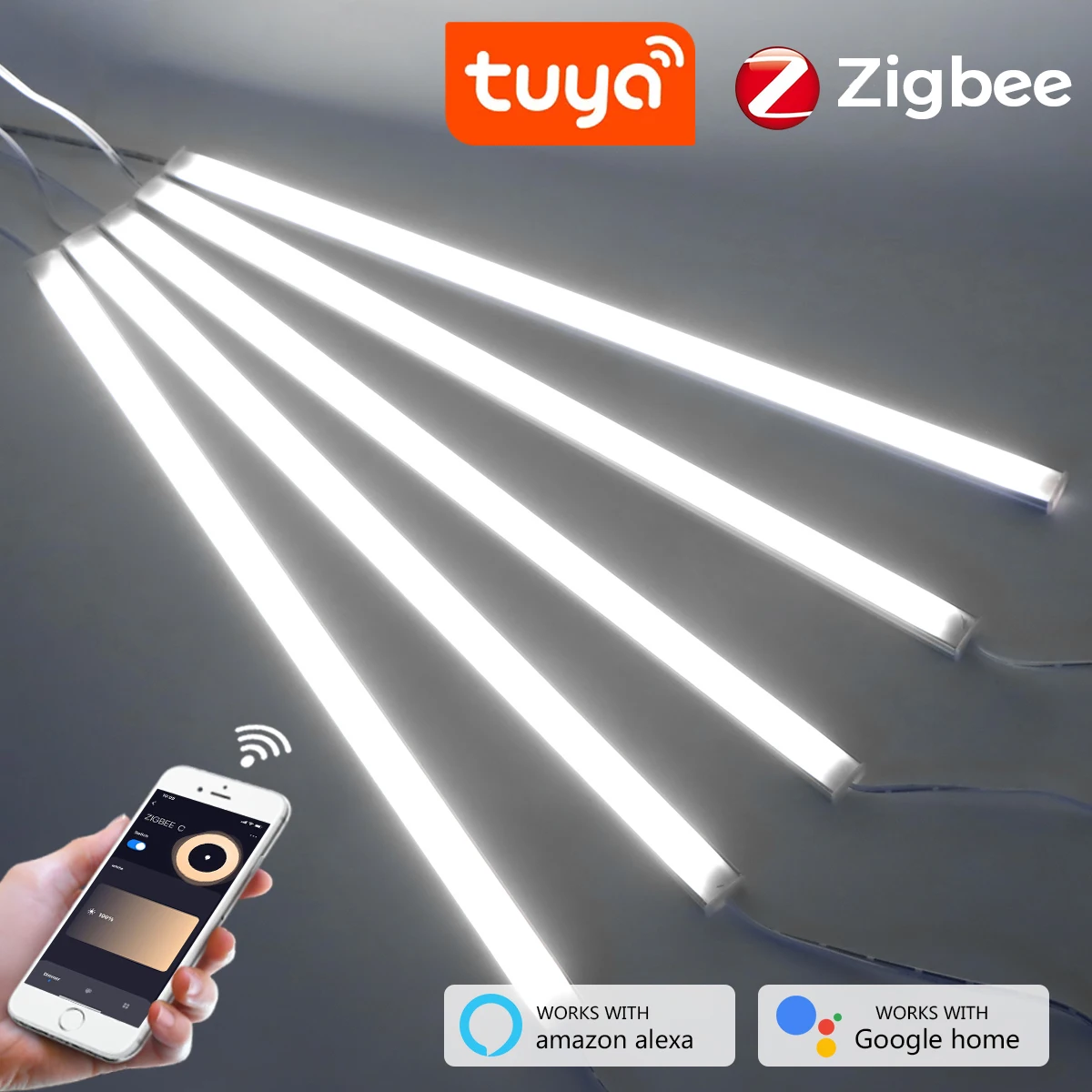 DC12V Tuya Zigbee Smart LED Light Bar Kit أبيض دافئ/أبيض عكس الضوء المطبخ ضوء الليل العمل مع Google Alexa التحكم الصوتي