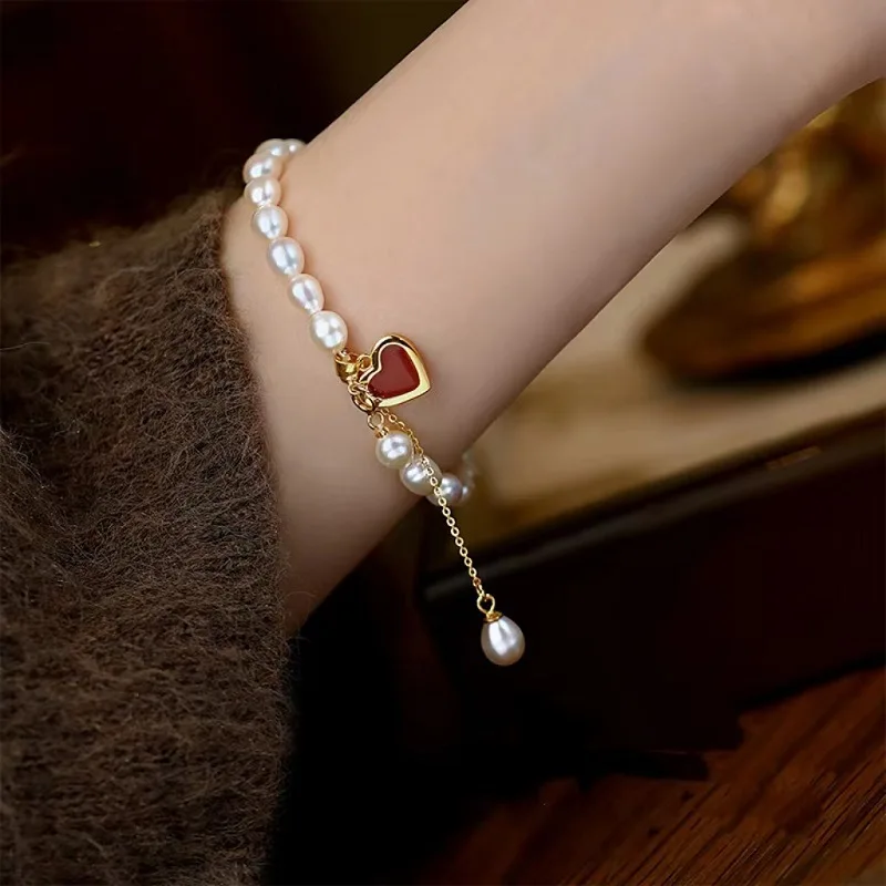 100% Natural Freshwater Pearl Romantic Love Heart Female Jewelry Set For Women Necklace Bracelet Birthday Gifts No Fade Cheap