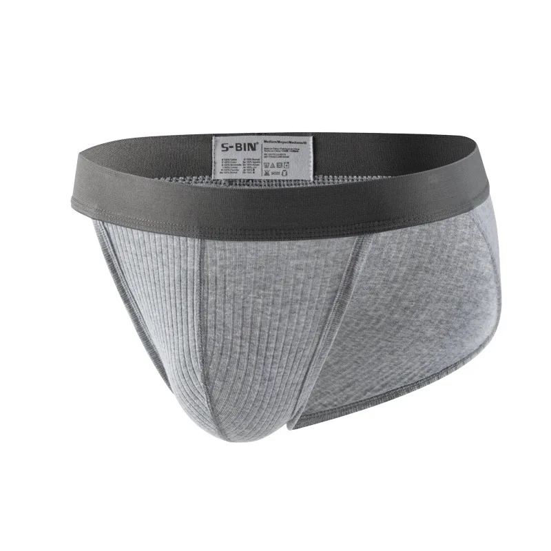Men's Bulge Briefs Ribbed Cotton Solid Color All-Season Design Breathable Sweat-Wicking Large Pouch High-Cut Fit Comfort Knicker