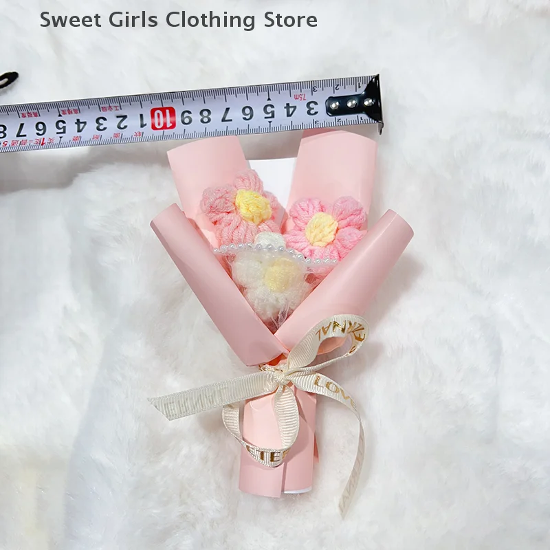 2Pcs Creative Mini Woolen Yarn Bouquet DIY Handmade Daisy Eternal Dried Flowers Mini Crochet Bouquets Mother's Day Gifts Decor
