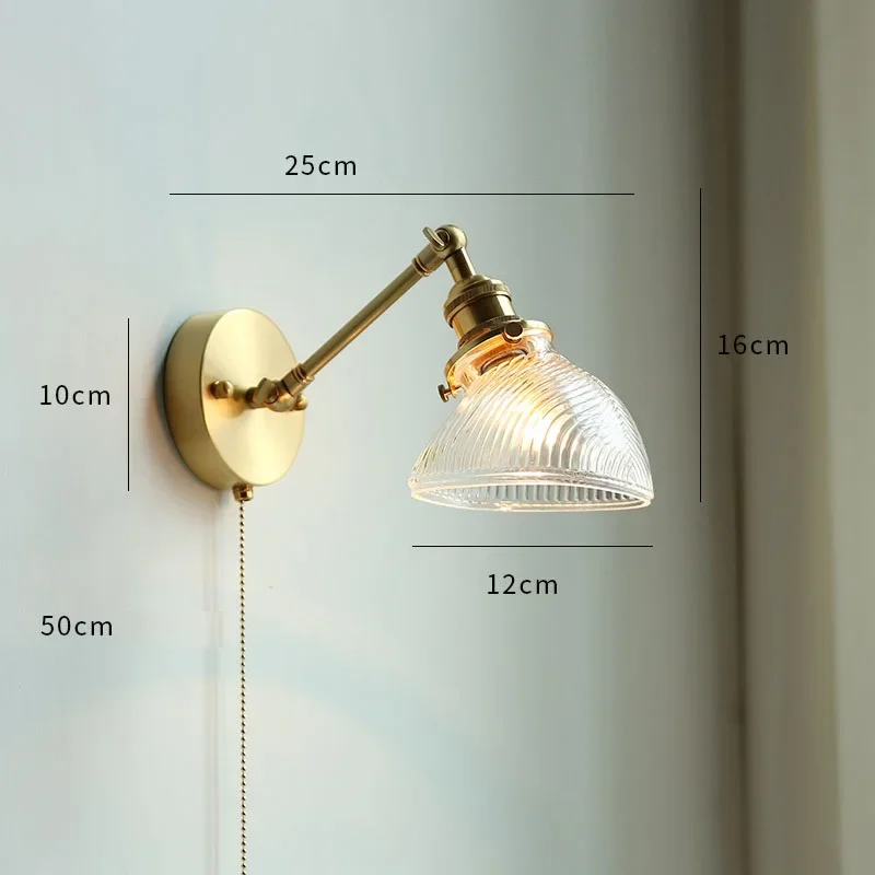 YEBMLP Gold Ceramic Wall Lamp Pull Light Bedroom Bedside Lamp Aisle Stair Decor LED Sconce Japanese Aisle light For Parlor Cafe