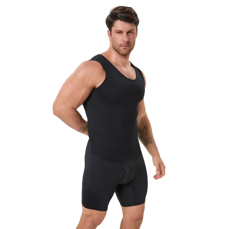 Body moldeador para hombre, camisa adelgazante con control de barriga, comodidad transpirable con apertura trasera para un fácil uso, moldeador corporal de entrenamiento