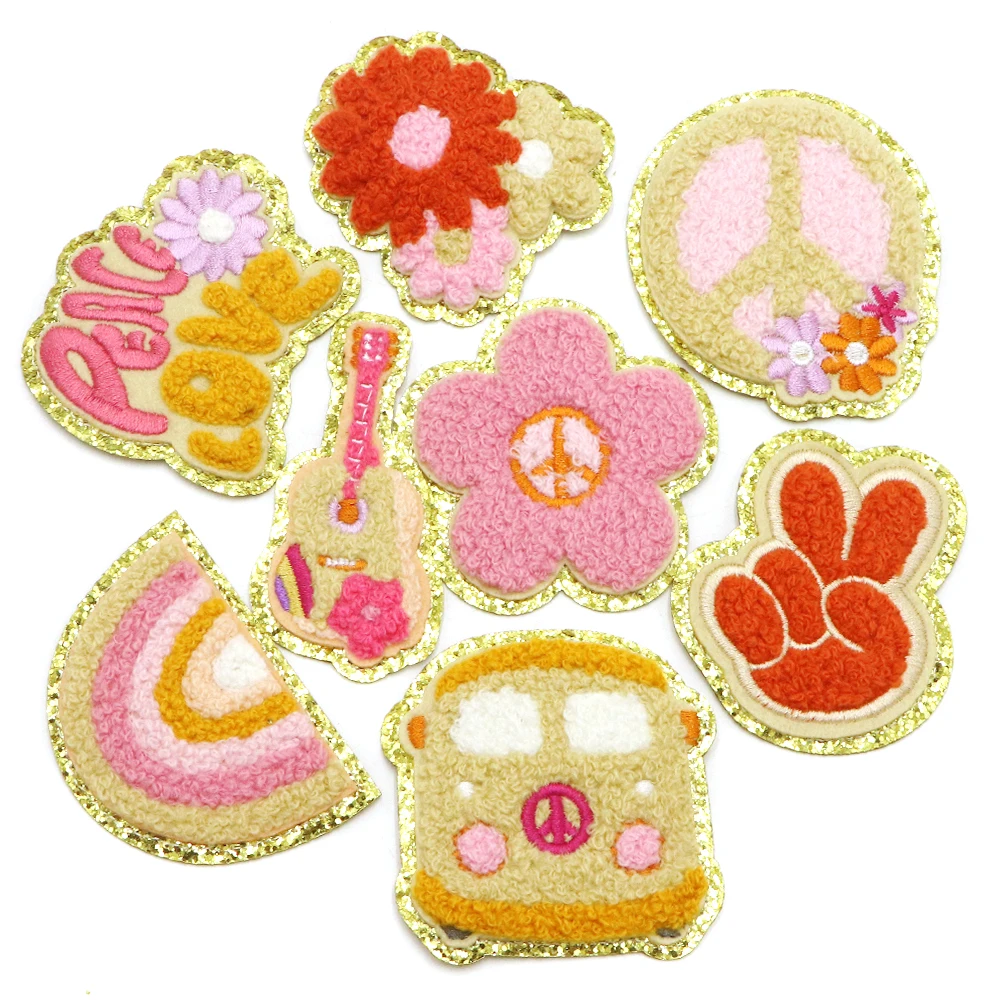 هيبي ريترو الشنيل الحديد على بقع الركبة ، بوهو إصلاح بقع عدة ، مطرزة Accessory بها بنفسك ملحق للملابس على ظهره ، 1 قطعة #1