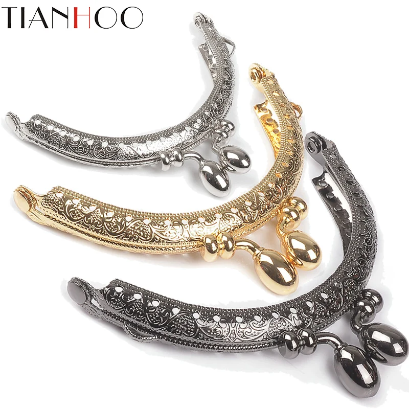 10pcs 8.5cm Purse Frame Retro Round Metal  Handle for Clutch Bag Coin Kiss Clasp Lock Antique Bronze Hardware  Accessory