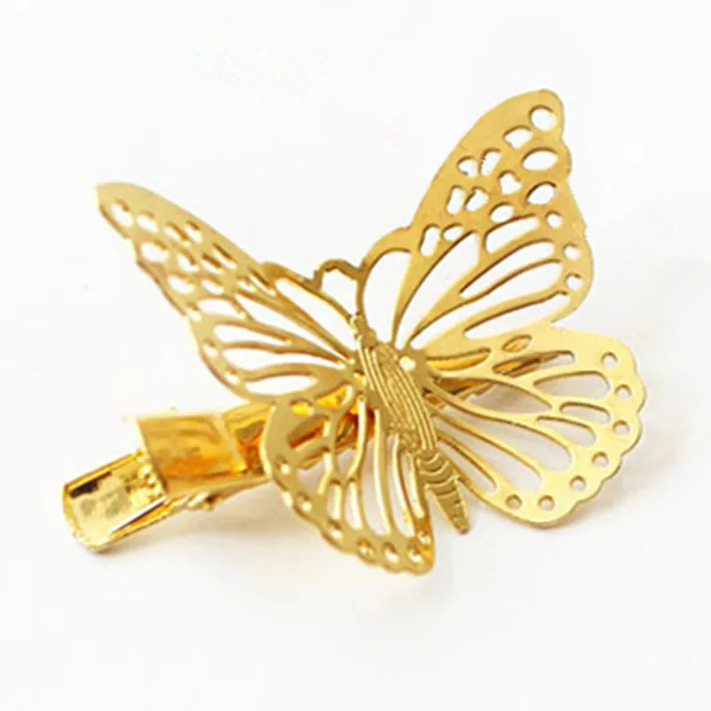Shiny Golden Butterfly Hair Clip Metal Butterfly Hairpin Bridal Headpiece Bobby Pins Headdress Jewelry Styling Accessories Tool