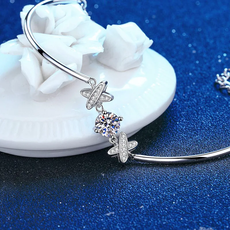 حار بيع البلاتين PT950 18K سوار ذهب مطلي مع PT950 النسخة الكورية ربطة عنق سوار ، 1 قيراط مويسانيتي سوار #3