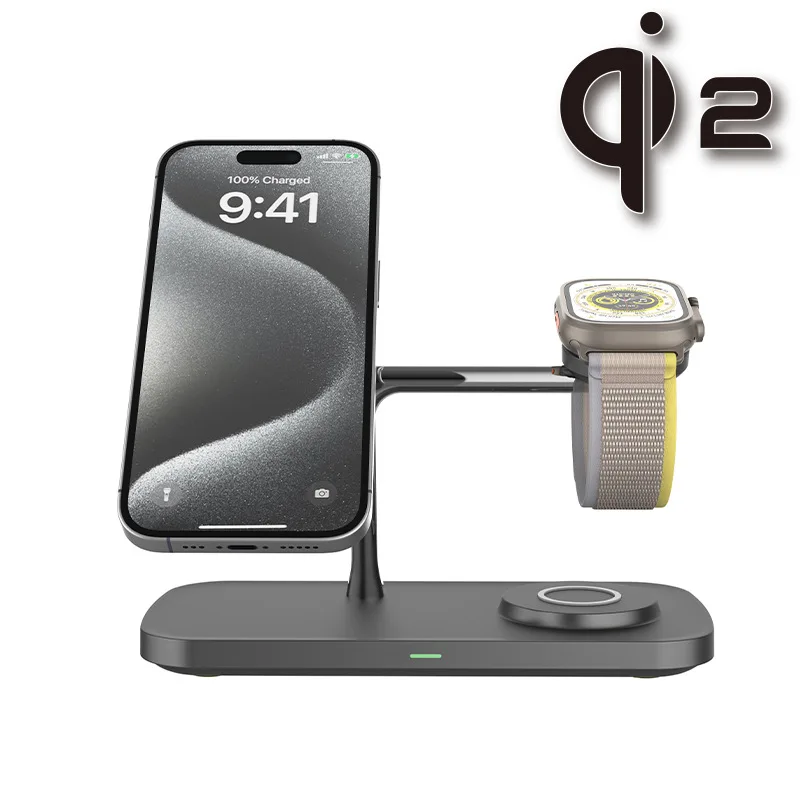 

Qi2 3 in 1 Magnetic Wireless Charger 15W Fast Charging for Iphone 12/13/14/15 Series, Iwatch 1-9 and Airpods / TWS Chargers