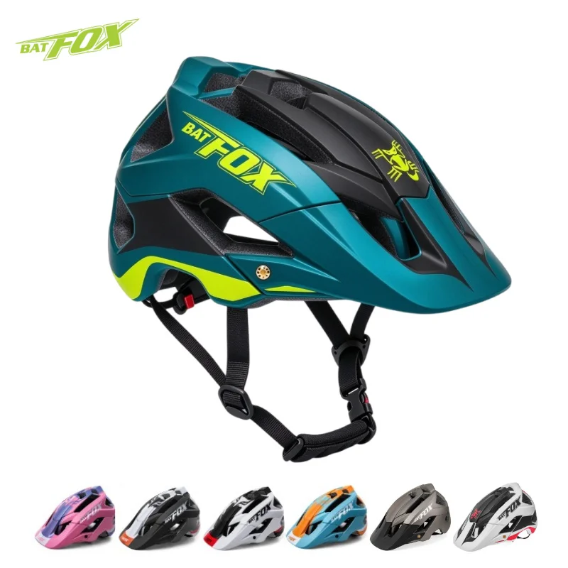 BATFOX MTB Mountain Bike Helmet CE Certified Rear Adjustment Dial with Reflective Stickers Breathable Men Women Cycling Helmets