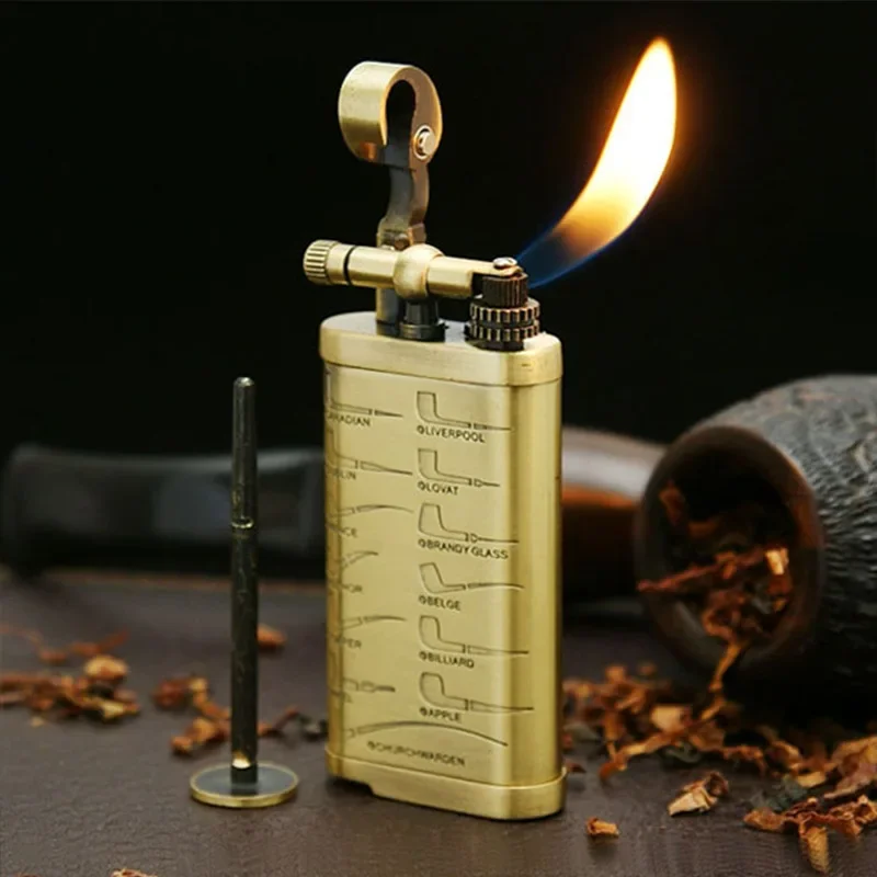 Vintage JIFENG series Brass Antique silver butane inflatable gas lighter men‘s nostalgic Collect gift