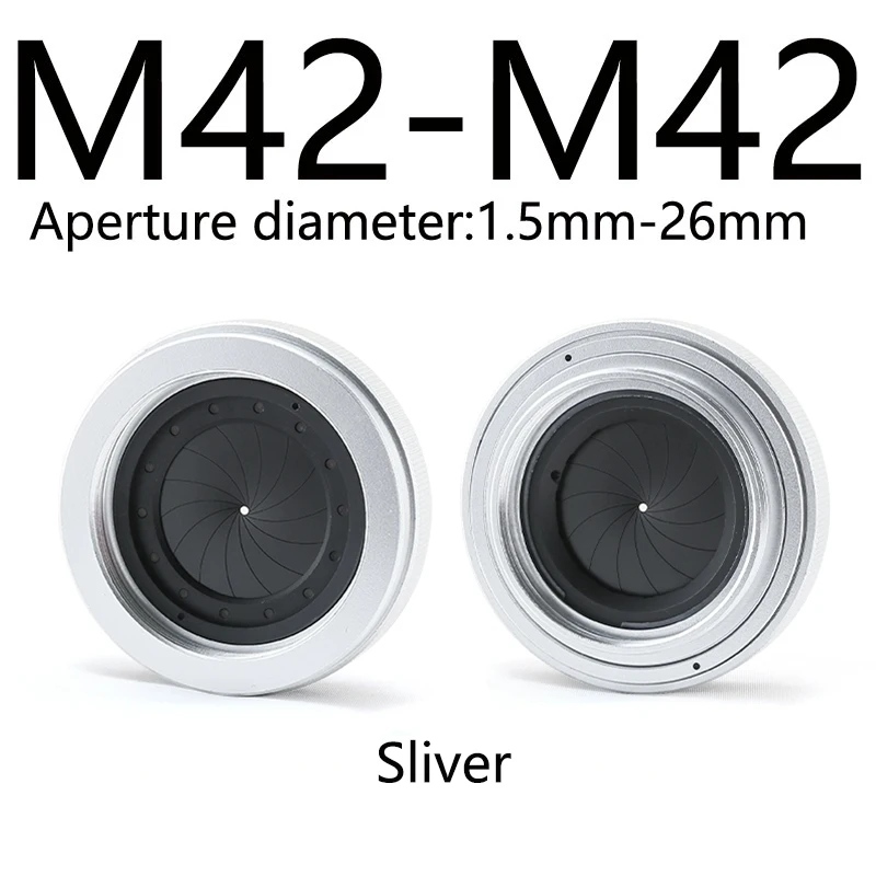 

1PCS M42 to M42 Adjustable Aperture 1.5-29mm 1.5-25mm 1.5-26mm Iris Diaphragm Microscope Camera Lens Adapter Ring